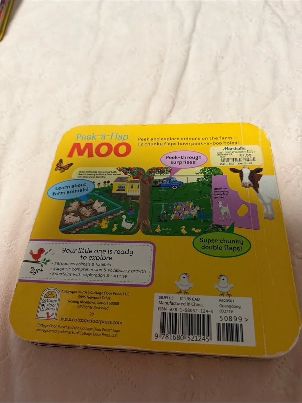 Peek-a-Flap Moo Kids Board Book - Yellow